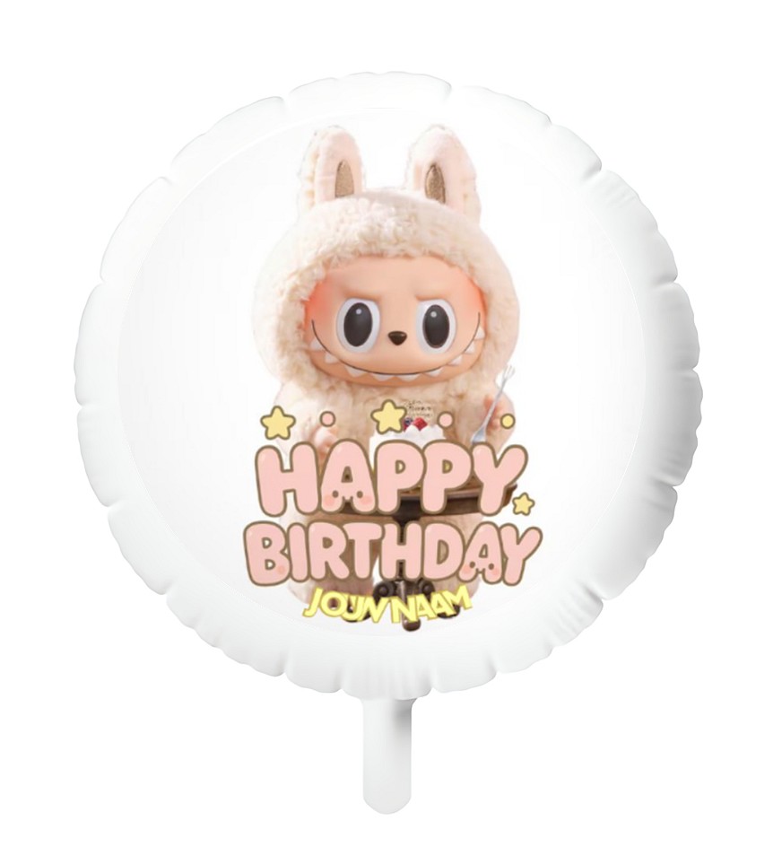 Labubu folie ballon XL met eigen naam 60cm