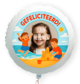Strand gefeliciteerd folie ballon XL met eigen foto 58cm