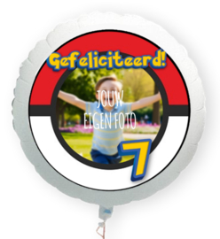 Videogame rood wit 7 jaar folie ballon XL met eigen foto 58cm