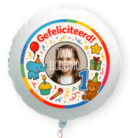 Gefeliciteerd 1 jaar folie ballon XL met eigen foto 58cm