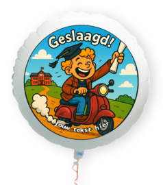 Geslaagd jongen folie ballon XL met eigen tekst 58cm