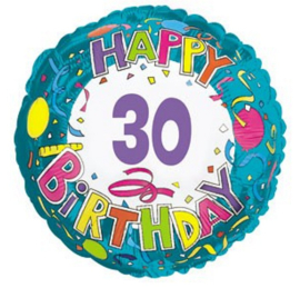 Verjaardag 30 jaar heliumballon 45cm