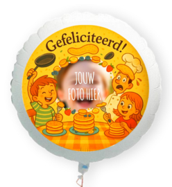 Pannenkoeken eten folie ballon XL met eigen foto 58cm
