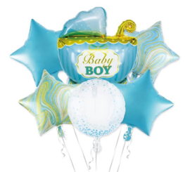 Babywagen folie ballonnen set blauw