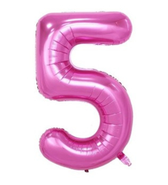 Folieballon vijf roze 1m