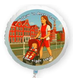 Geboorte Amsterdam voetbal baby folie ballon XL met eigen tekst 58cm