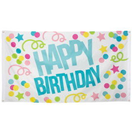 Verjaardag happy birthday banner 150x90cm