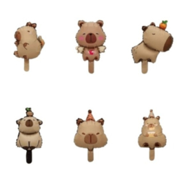 Capibara folie ballonnen set mini 6 stuks 27x38cm