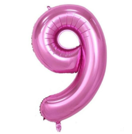 Folie ballon negen roze 1m