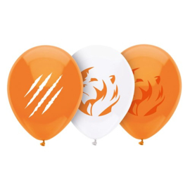 Oranje voetbal leeuw ballonnen 8st 30cm