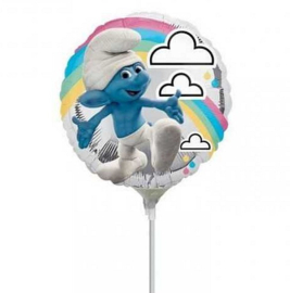 Smurfen folie ballon op stok 23cm