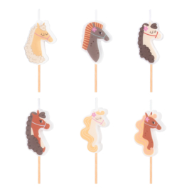Paard pony taart kaarsjes 6 stuks 4cm