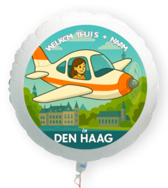 Welkom thuis in Den Haag folie ballon XL met eigen naam 58cm