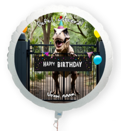 Jurassic dinosaurus folie ballon XL met eigen naam 58cm
