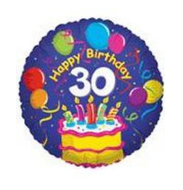 Verjaardag 30 jaar heliumballon 45cm
