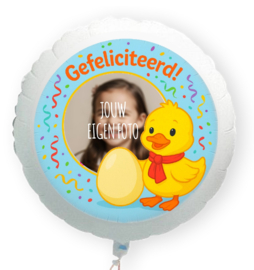 Eend Gefeliciteerd folie ballon XL met eigen foto 58cm