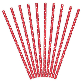 Rietjes rood papier 10 stuks 20cm