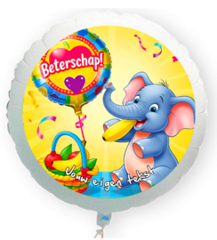 Beterschap olifant met fruitmand folie ballon XL met eigen tekst 58cm
