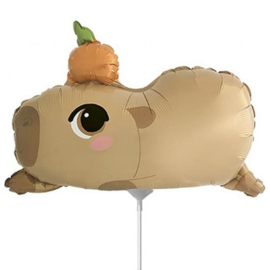 Capibara folie ballon op een stokje 35cm