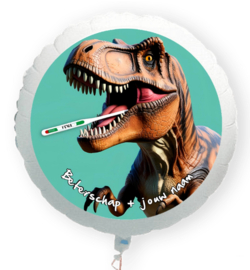 Beterschap dinosaurus met koortsthermometer folie ballon XL met eigen naam 58cm