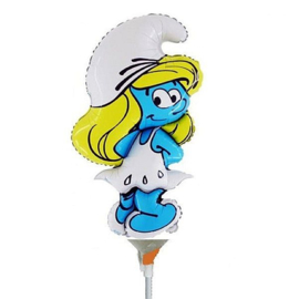 Smurfin folie ballon op stok 35cm