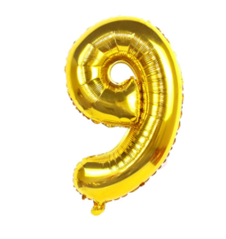 Cijfer negen folie ballon goud 45cm