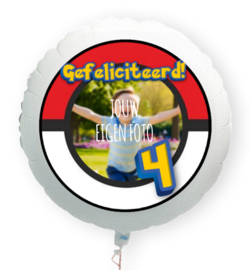 Videogame rood wit 4 jaar folie ballon XL met eigen foto 58cm