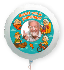 Pensioen 65 jaar folie ballon XL met eigen foto 58cm