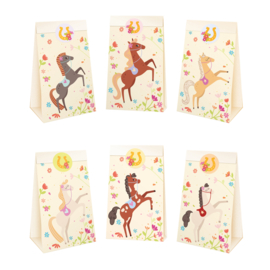 Paard pony snoepzakjes 6 stuks + 6 stickers