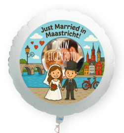 Just Married in Maastricht folie ballon XL met eigen foto 58cm