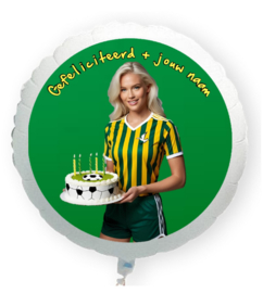 Den Haag voetbal dame folie ballon XL met eigen naam 58cm