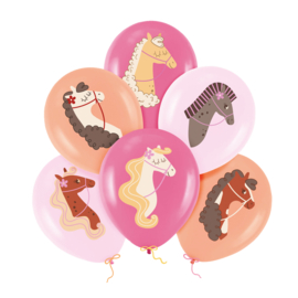 Paard pony ballonnen 6 stuks 30cm