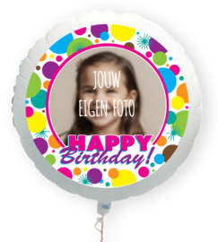 Happy Birthday folie ballon met eigen foto XL 58cm