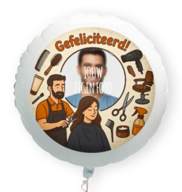 Kapper Gefeliciteerd folie ballon XL met eigen foto 58cm
