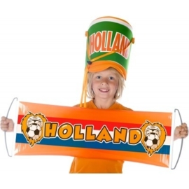 Oranje banner met leeuw 80 cm lang