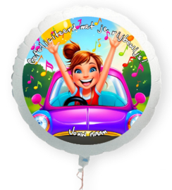 Gefeliciteerd met je rijbewijs folie ballon XL met eigen naam 58cm