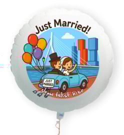 Just Married in Rotterdam folie ballon XL met eigen tekst 58cm