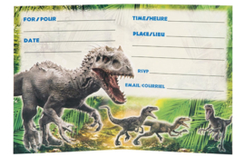 Jurassic World uitnodigingen met enveloppen 8st
