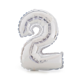 Folie ballon twee zilver 86cm