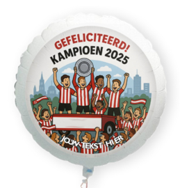 Eindhoven voetbal Kampioen 2025 folie ballon XL met eigen tekst 58cm