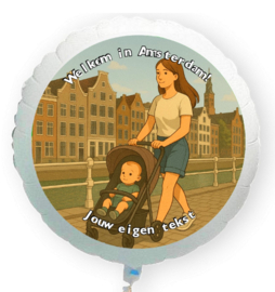 Geboorte Amsterdam baby folie ballon XL met eigen tekst 58cm