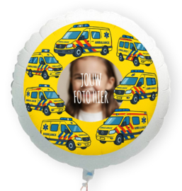Ambulance folie ballon XL met eigen foto 58cm