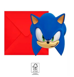Sonic uitnodigingen 6 stuks + enveloppen
