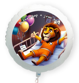 Oranje leeuw voetbal beterschap folie ballon XL met eigen naam 58cm