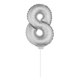 Folie ballon zilver acht 38cm