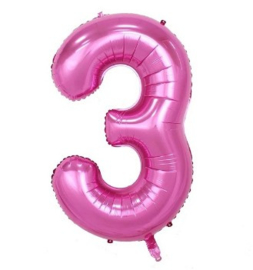 Folieballon drie roze 1m
