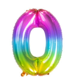 Regenboog nul folie ballon 86cm