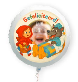 Roodkapje Gefeliciteerd folie ballon XL met eigen foto 58cm