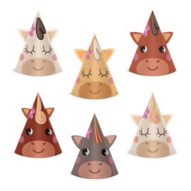 Paard pony feesthoedjes 6 stuks 10x16cm