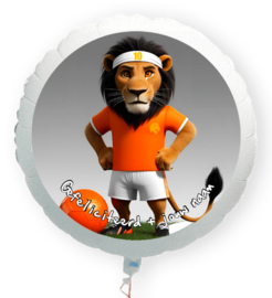 Oranje leeuw met zweetband folie ballon XL met eigen naam 58cm